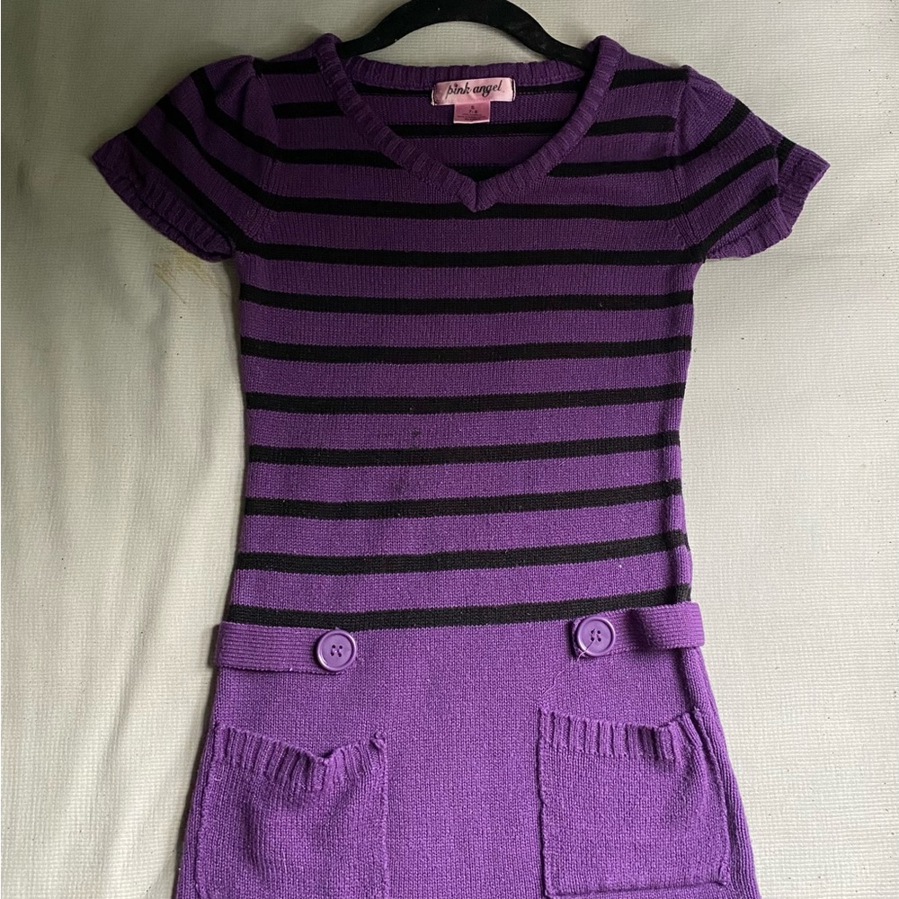 Pink Angel Purple and Black Striped Knit Top